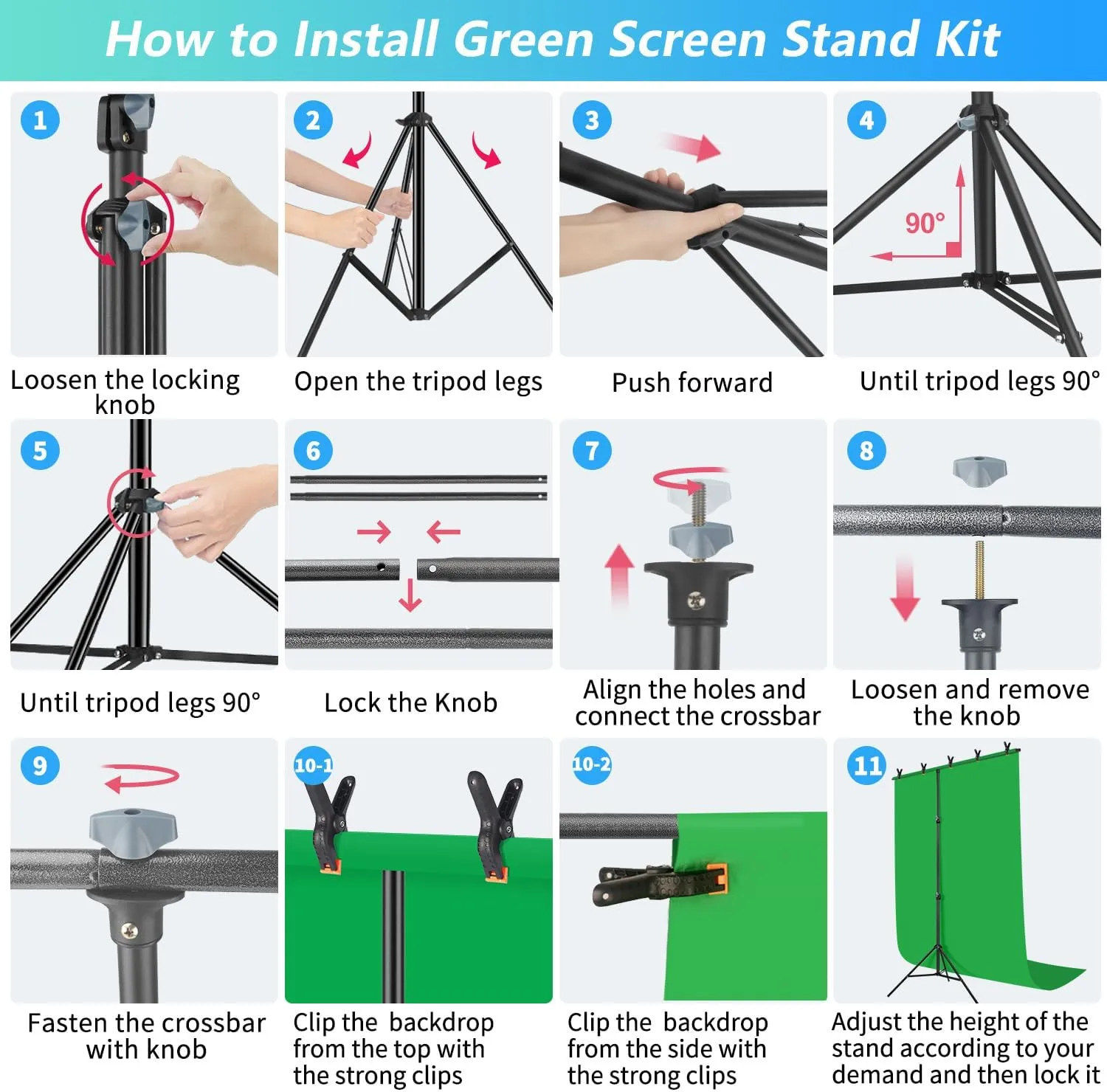 Green Screen Backdrop Kit with Stand, 5X6.5ft Portable Green Screen Backdrop with Stand kit, GreenScreen Background with Stand Carrying Bag Clamp for Streaming Video Zoom