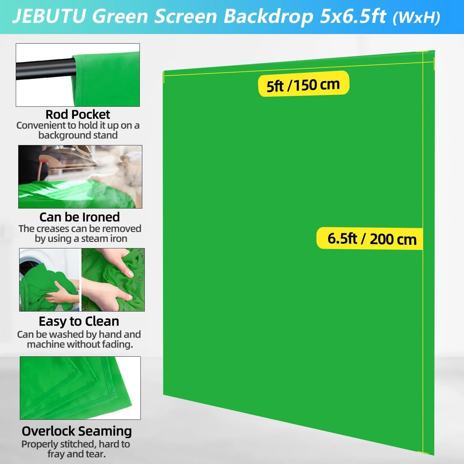 Green Screen Backdrop Kit with Stand, 5X6.5ft Portable Green Screen Backdrop with Stand kit, GreenScreen Background with Stand Carrying Bag Clamp for Streaming Video Zoom