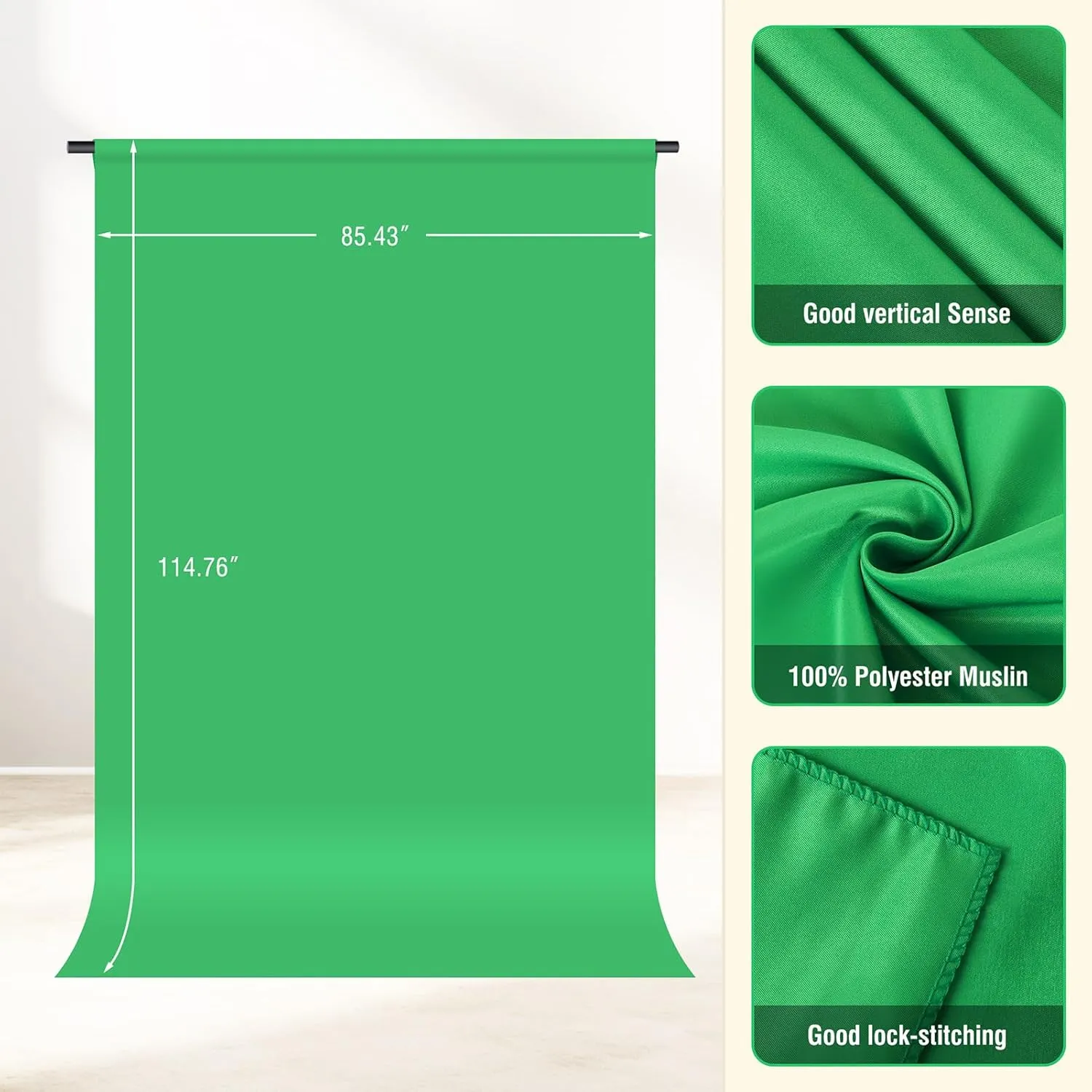 Green Screen Backdrop Kit with Stand, 8x7.2ft Portable GreenScreen Background Stand for Streaming Video and Photography Shoots