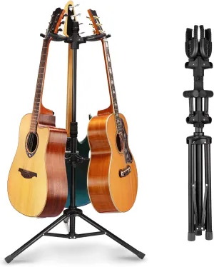 GUITTO Triple Heavy Duty 3 Guitar Stand for Acoustic Electric Bass Banjos Folding Multi Guitar Stands GGS-06T