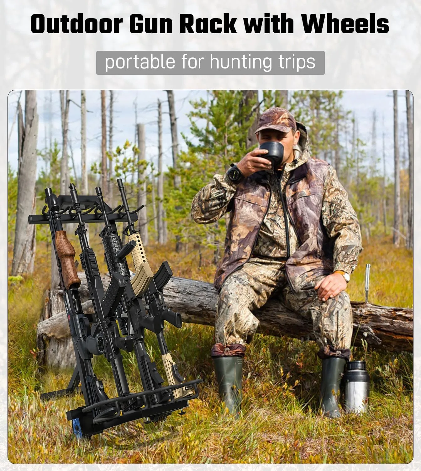 Gun Rack, Portable Folding Rifle Rack Stand, Freestanding Indoor Gun Racks, Outdoor Gun Rack Stand for Shooting & Hunting Range