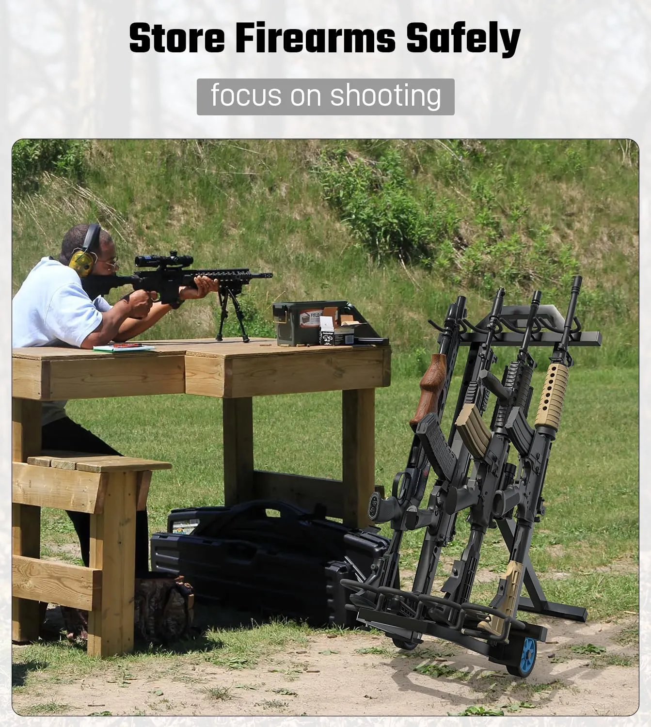 Gun Rack, Portable Folding Rifle Rack Stand, Freestanding Indoor Gun Racks, Outdoor Gun Rack Stand for Shooting & Hunting Range