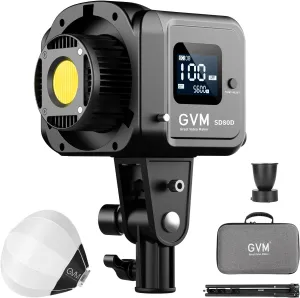 GVM 80W LED Video Light with Lantern Softbox and Tripod Stand Kit, Bi-Color 2700K-7500K 12 Scenes CRI97  Bowens Mount Studio Light, APP Control COB Continuous Output Lighting for Video Recording