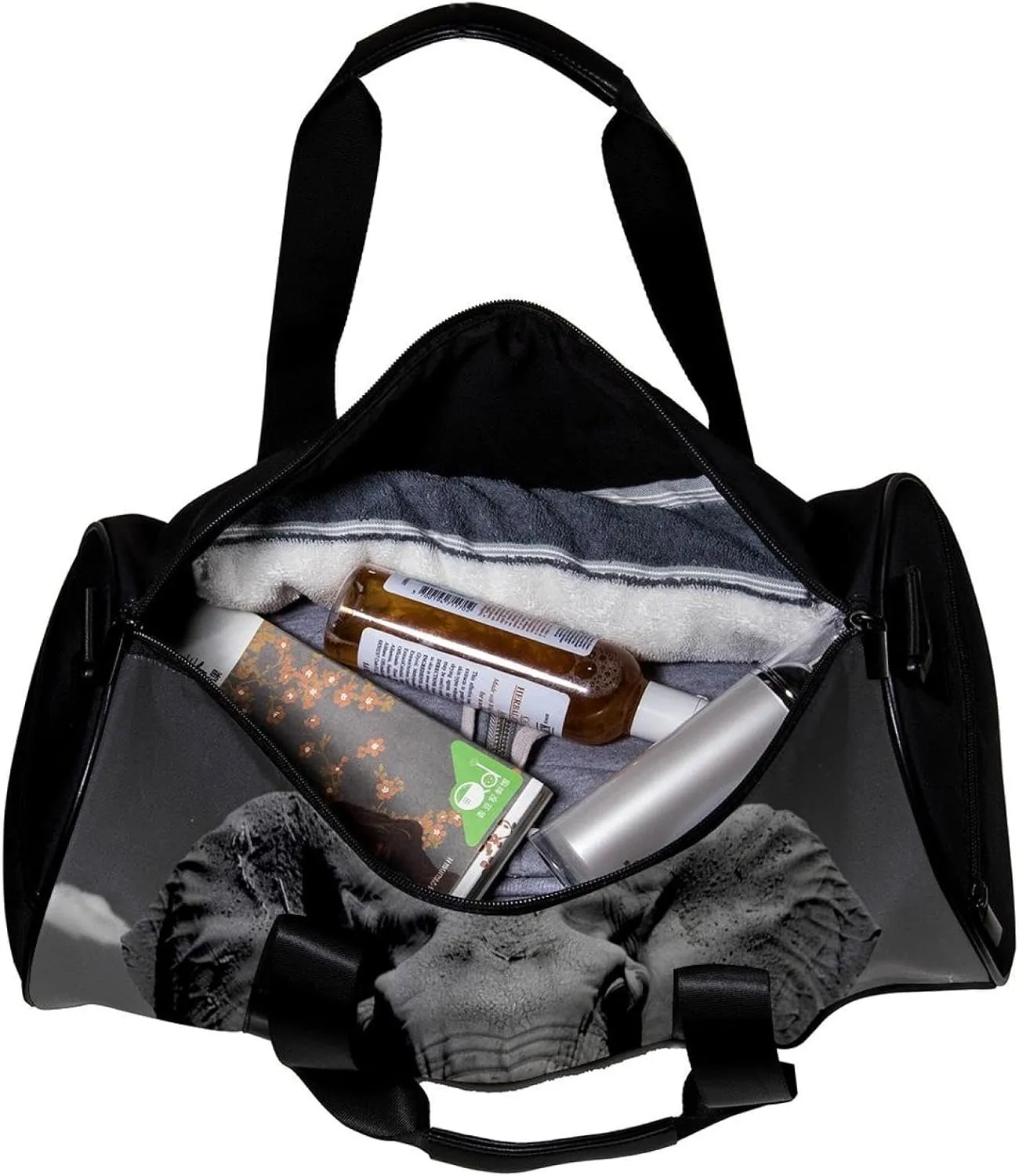 Gym Bag for Women,Small Gym Bag for Men,Asian Elephant Face Portrait,Overnight Bag