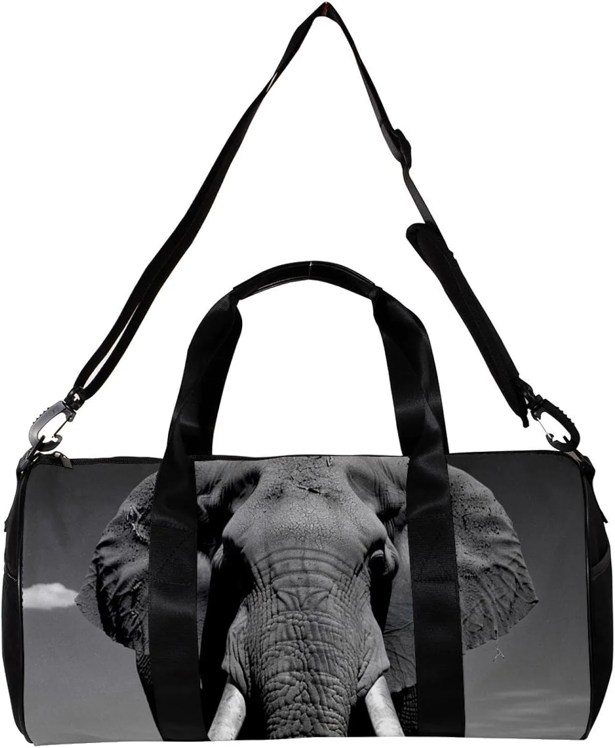 Gym Bag for Women,Small Gym Bag for Men,Asian Elephant Face Portrait,Overnight Bag
