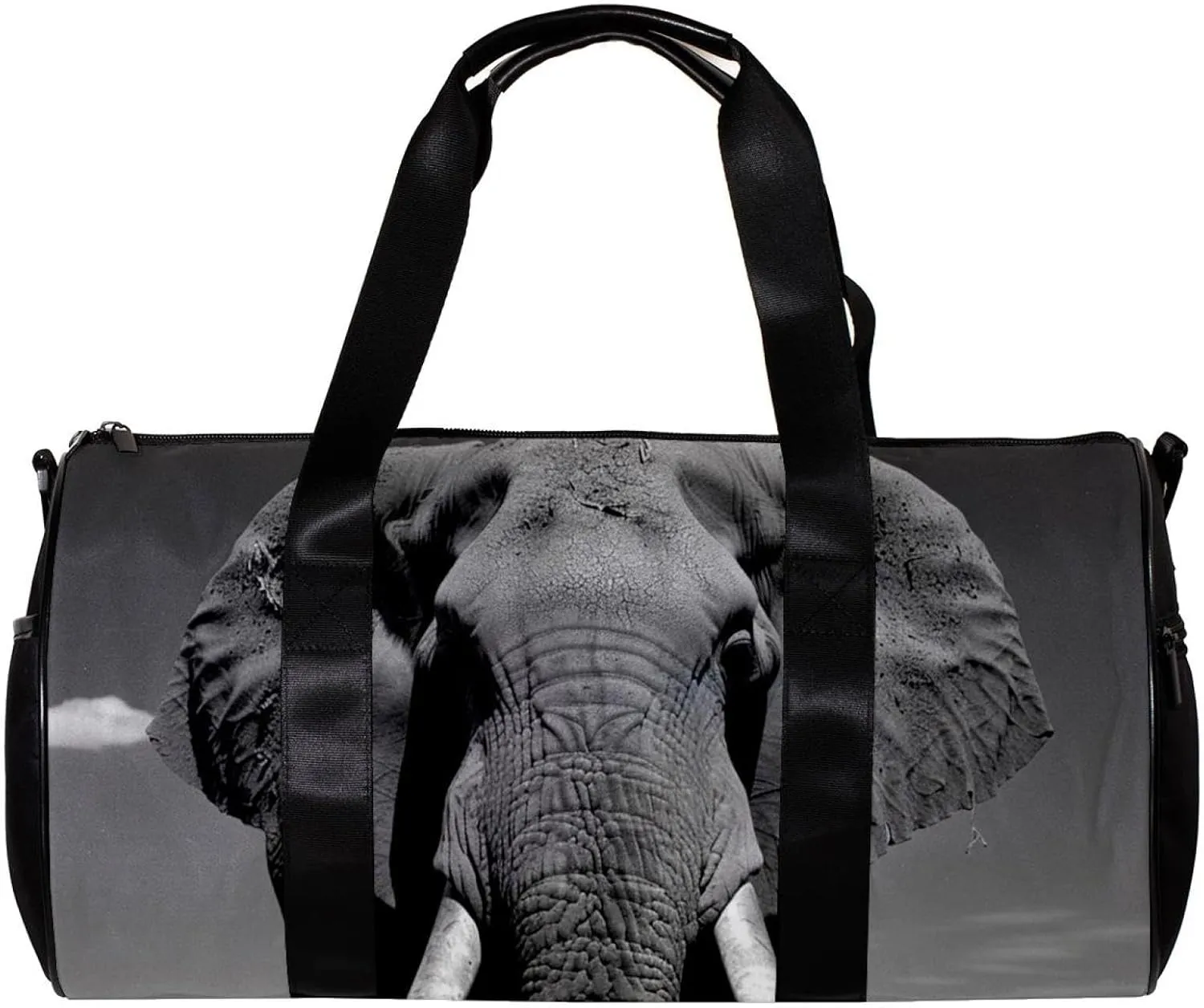 Gym Bag for Women,Small Gym Bag for Men,Asian Elephant Face Portrait,Overnight Bag