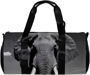 Gym Bag for Women,Small Gym Bag for Men,Asian Elephant Face Portrait,Overnight Bag