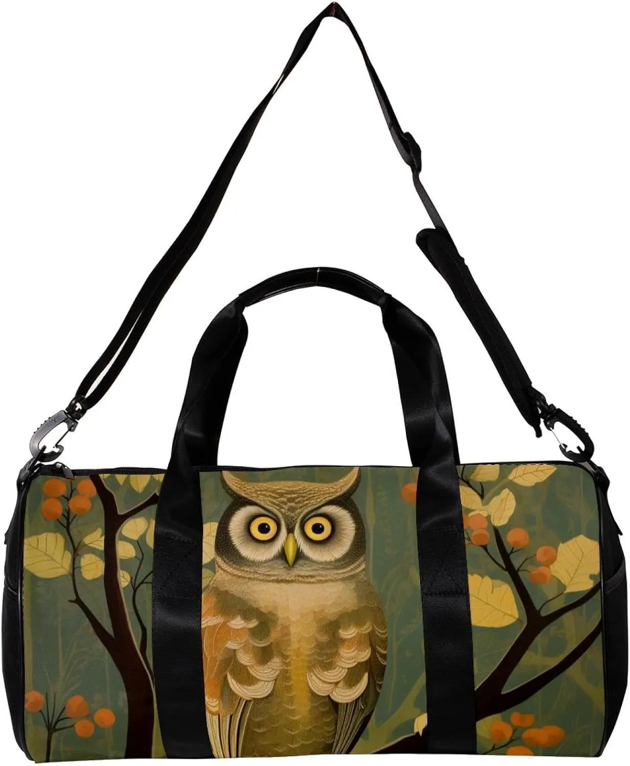 Gym Bag for Women,Small Gym Bag for Men,Branch Cute Owl,Overnight Bag