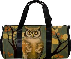 Gym Bag for Women,Small Gym Bag for Men,Branch Cute Owl,Overnight Bag