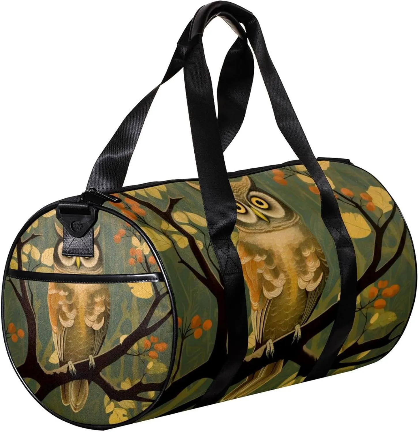 Gym Bag for Women,Small Gym Bag for Men,Branch Cute Owl,Overnight Bag