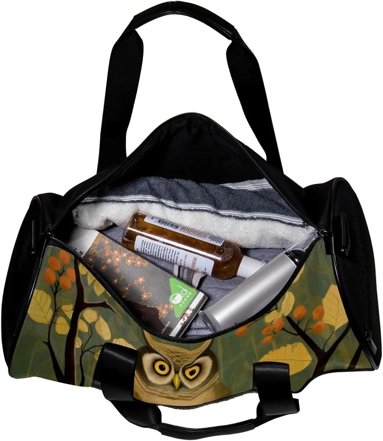Gym Bag for Women,Small Gym Bag for Men,Branch Cute Owl,Overnight Bag