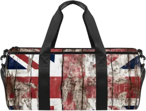Gym Bag for Women,Small Gym Bag for Men,British Flag Wall Texture,Overnight Bag