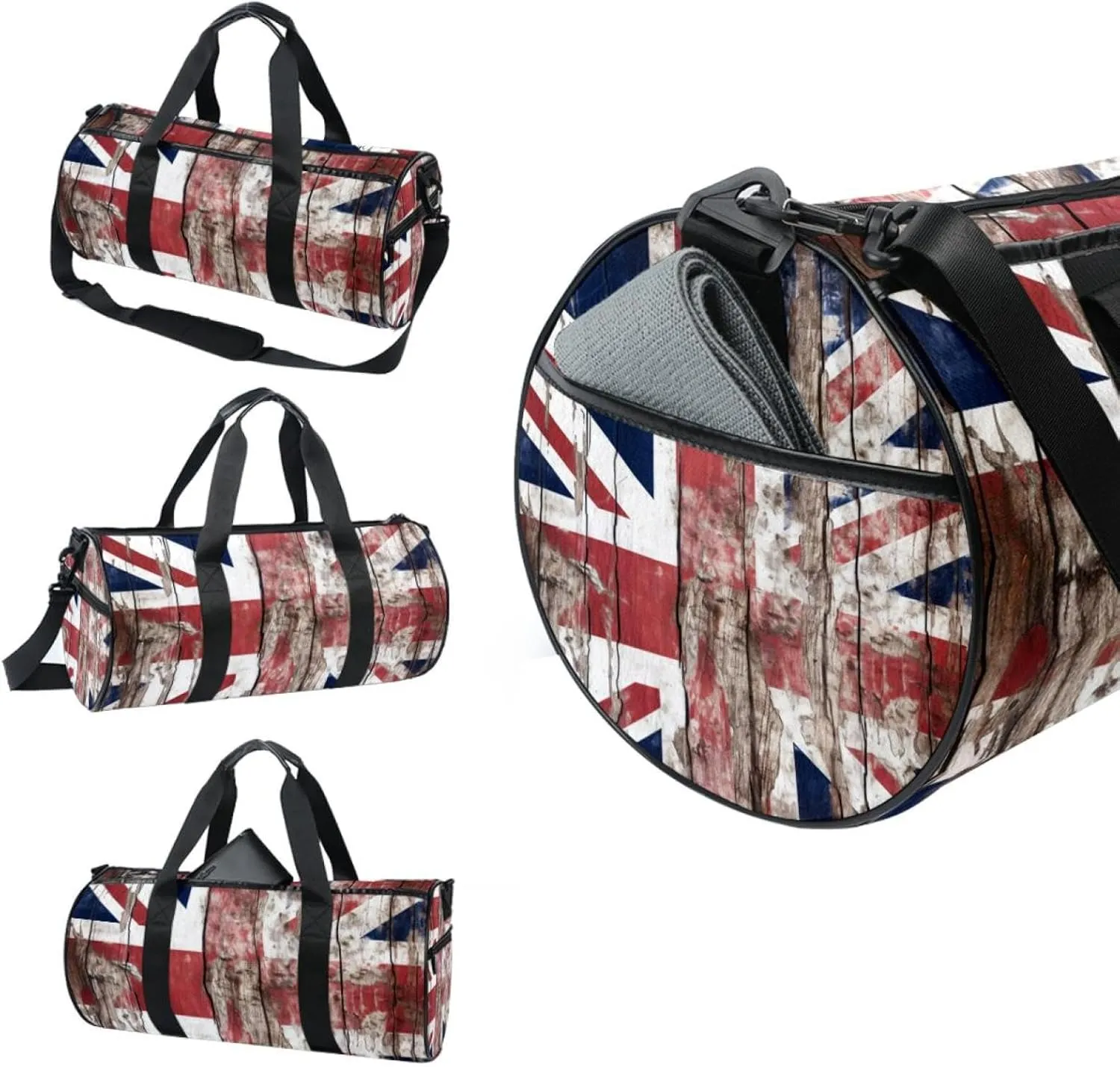 Gym Bag for Women,Small Gym Bag for Men,British Flag Wall Texture,Overnight Bag