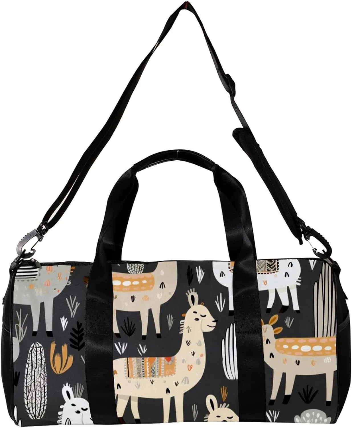 Gym Bag for Women,Small Gym Bag for Men,Cactus Alpaca Llama Print,Overnight Bag