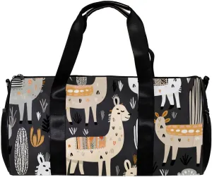 Gym Bag for Women,Small Gym Bag for Men,Cactus Alpaca Llama Print,Overnight Bag