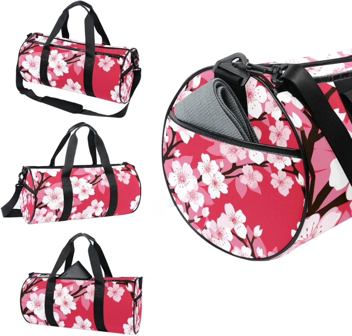 Gym Bag for Women,Small Gym Bag for Men,Cherry Blossoms,Overnight Bag