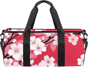 Gym Bag for Women,Small Gym Bag for Men,Cherry Blossoms,Overnight Bag