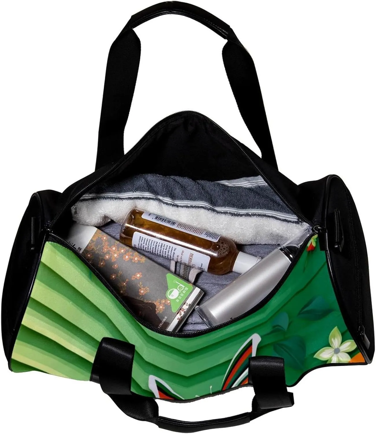 Gym Bag for Women,Small Gym Bag for Men,Colored Striped Flower Butterfly,Overnight Bag