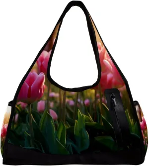 Gym Bag for Women,Small Gym Bag for Men,Colorful Tulip Sunlight Flower,Overnight Bag