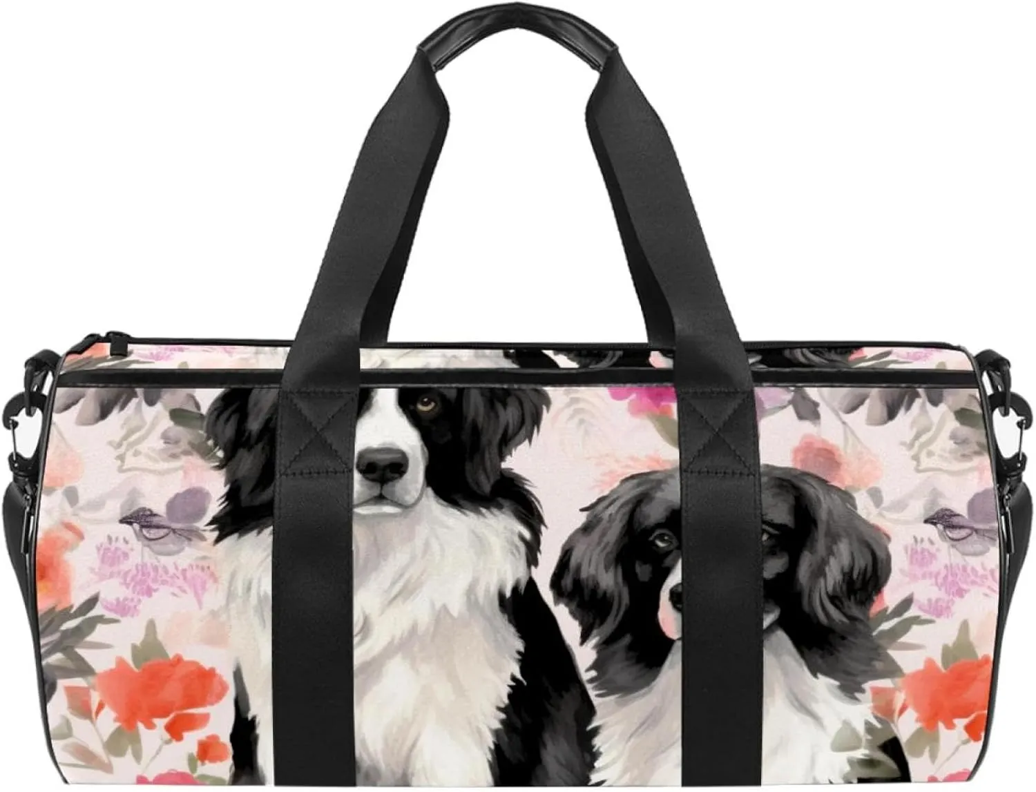 Gym Bag for Women,Small Gym Bag for Men,Dog Flower Pink Plant Floral,Overnight Bag