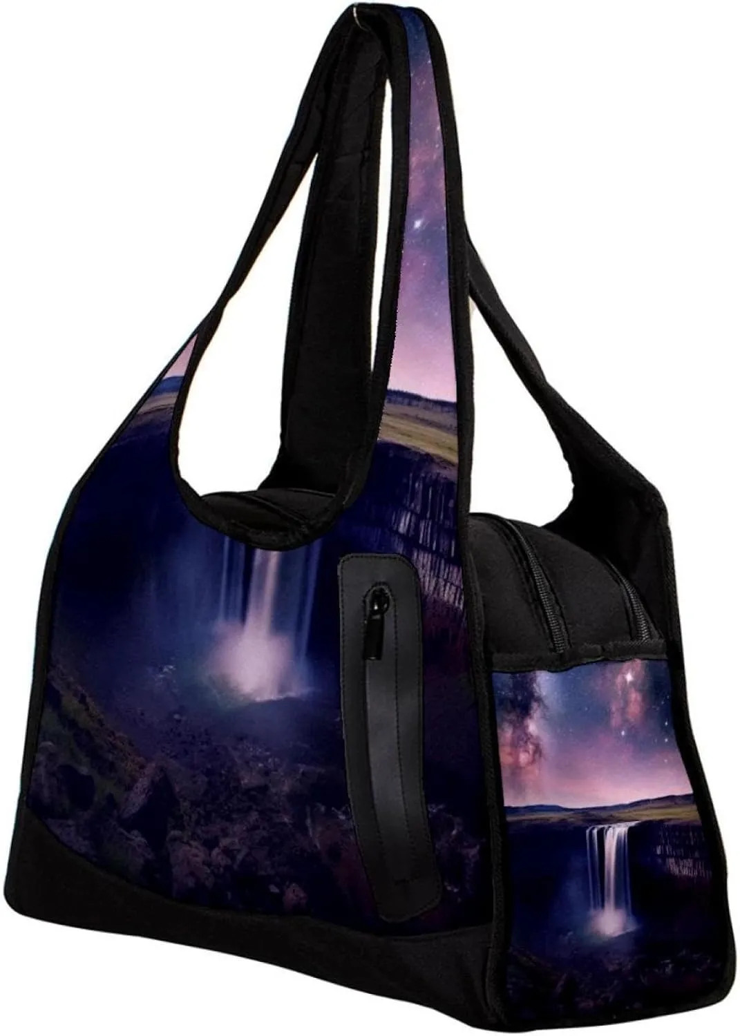 Gym Bag for Women,Small Gym Bag for Men,Univers Galaxy Waterfall River,Overnight Bag