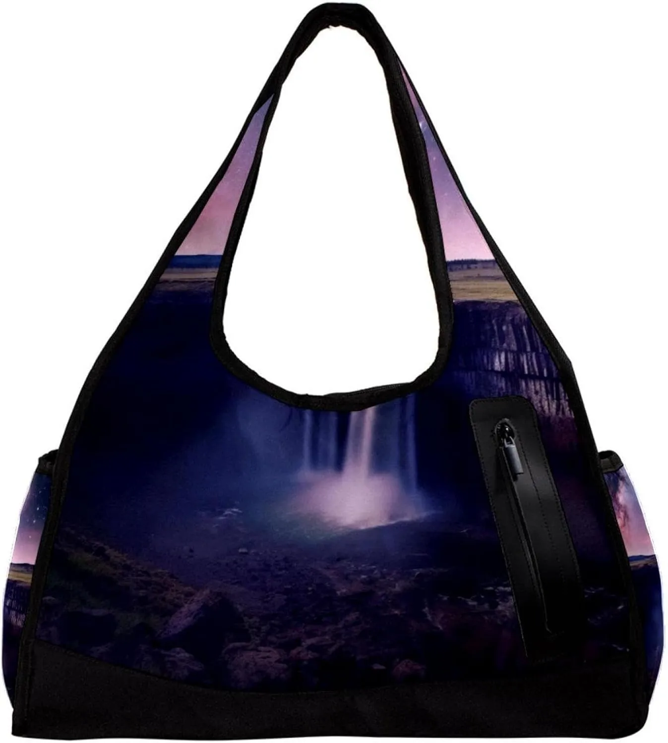 Gym Bag for Women,Small Gym Bag for Men,Univers Galaxy Waterfall River,Overnight Bag