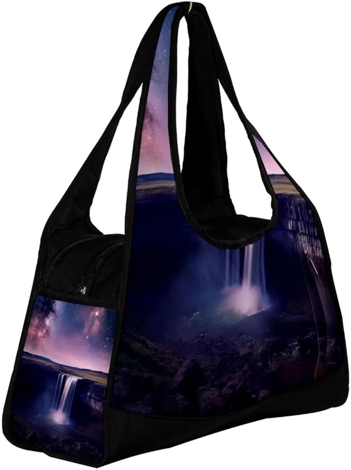 Gym Bag for Women,Small Gym Bag for Men,Univers Galaxy Waterfall River,Overnight Bag