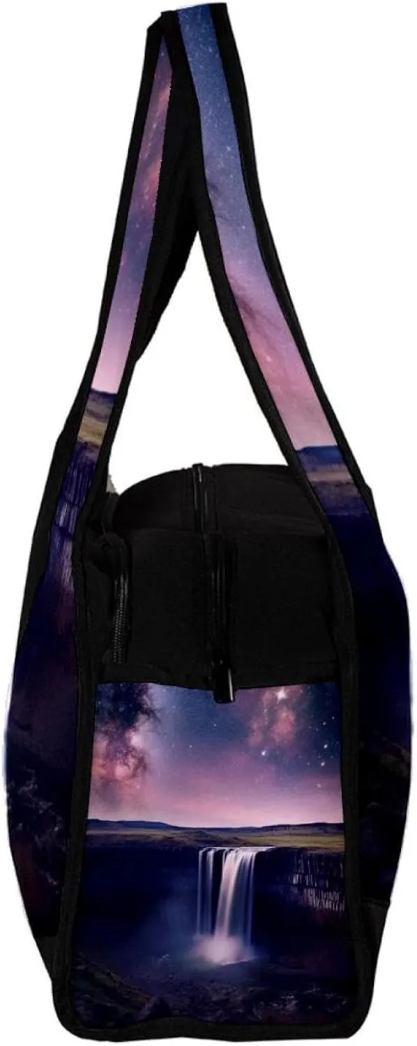 Gym Bag for Women,Small Gym Bag for Men,Univers Galaxy Waterfall River,Overnight Bag