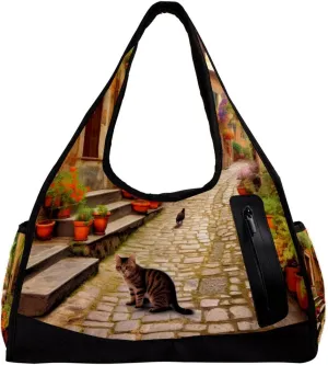 Gym Bag for Women,Small Gym Bag for Men,Vintage Yard Home Plants,Overnight Bag