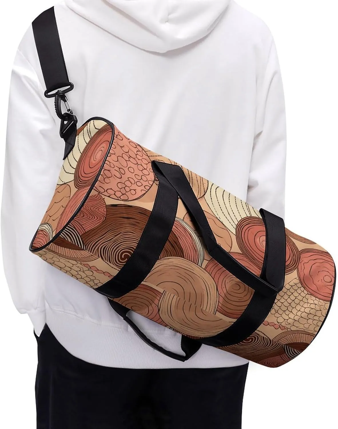 Gym Bags for Men Women Circular Pattern Duffle Bag Travel Overnight Bag with Shoe Compartment Tote Bags