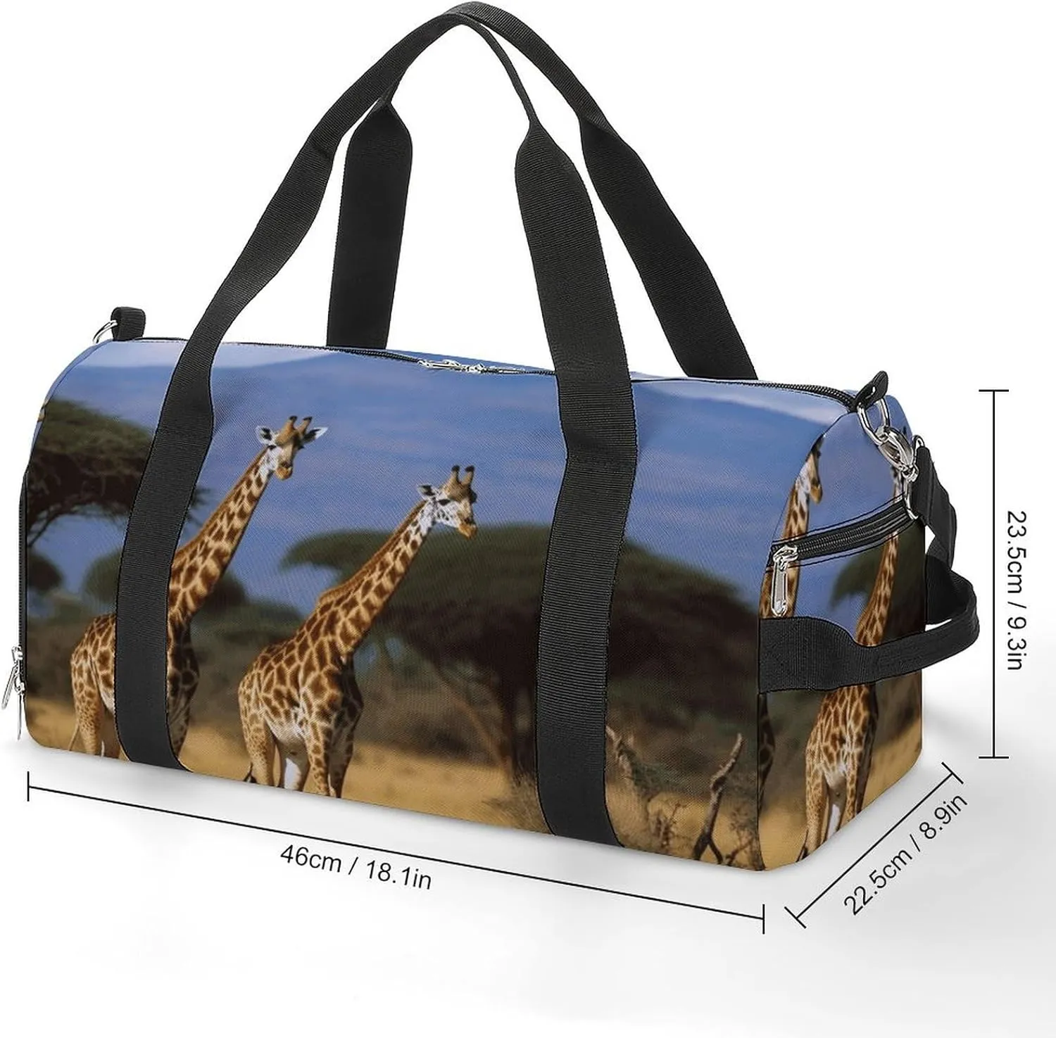 Gym Bags Small Africa Wildlife Giraffes Duffel Bag Overnight Bag with Shoe Compartment Carryon Bag for Men Women