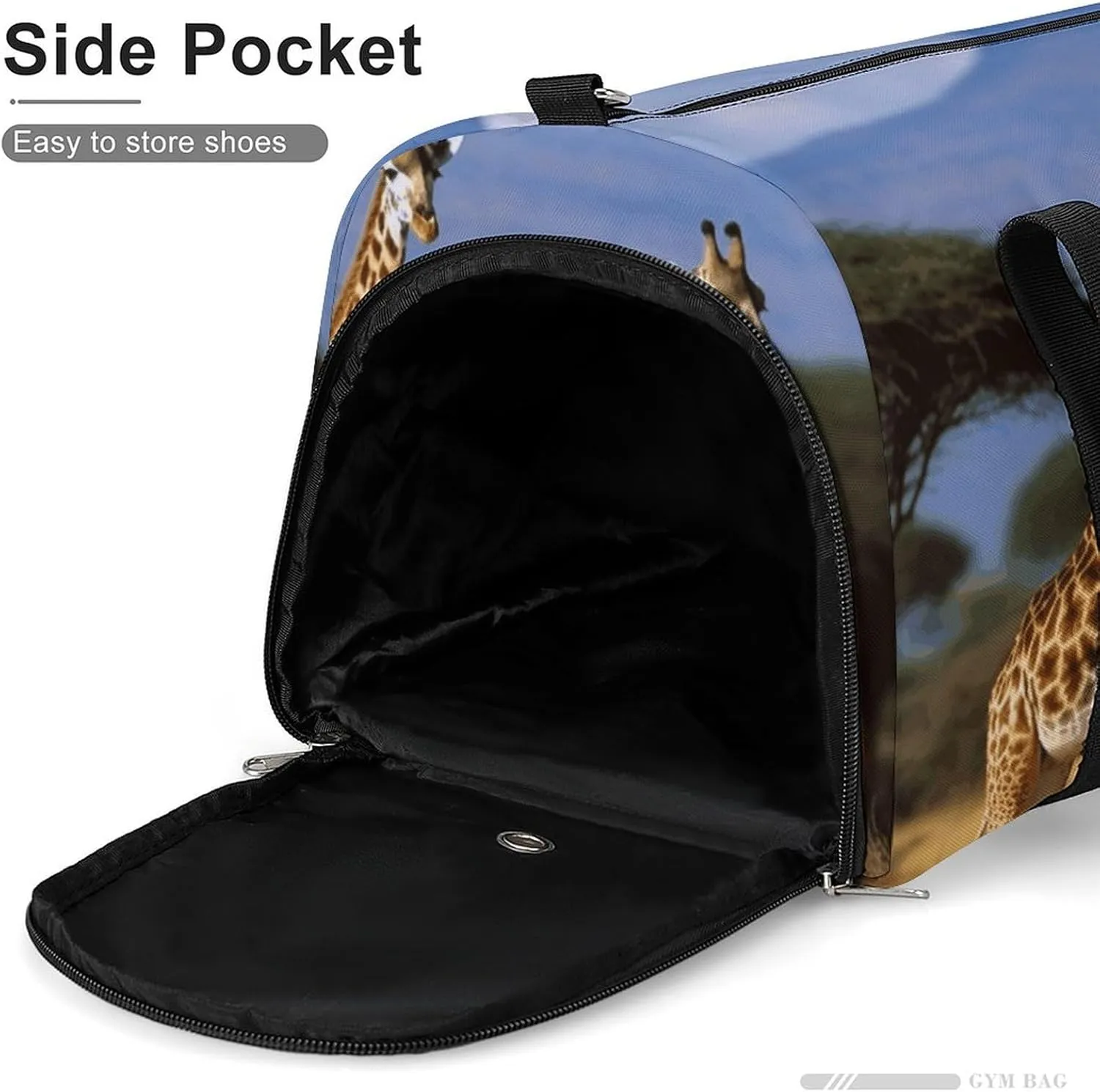 Gym Bags Small Africa Wildlife Giraffes Duffel Bag Overnight Bag with Shoe Compartment Carryon Bag for Men Women
