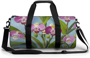 Gym Bags Small Bell Orchid Pattern Duffel Bag Overnight Bag with Shoe Compartment Carryon Bag for Men Women