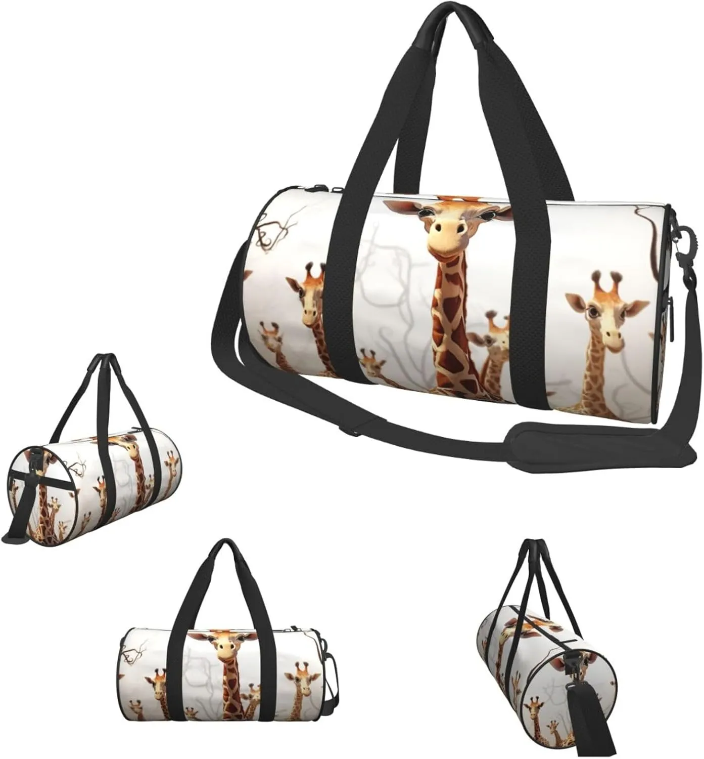 Gym Bags Small Cute Cartoon Funny Giraffes Duffel Bag Overnight Bag with Shoe Compartment Carryon Bag for Men Women