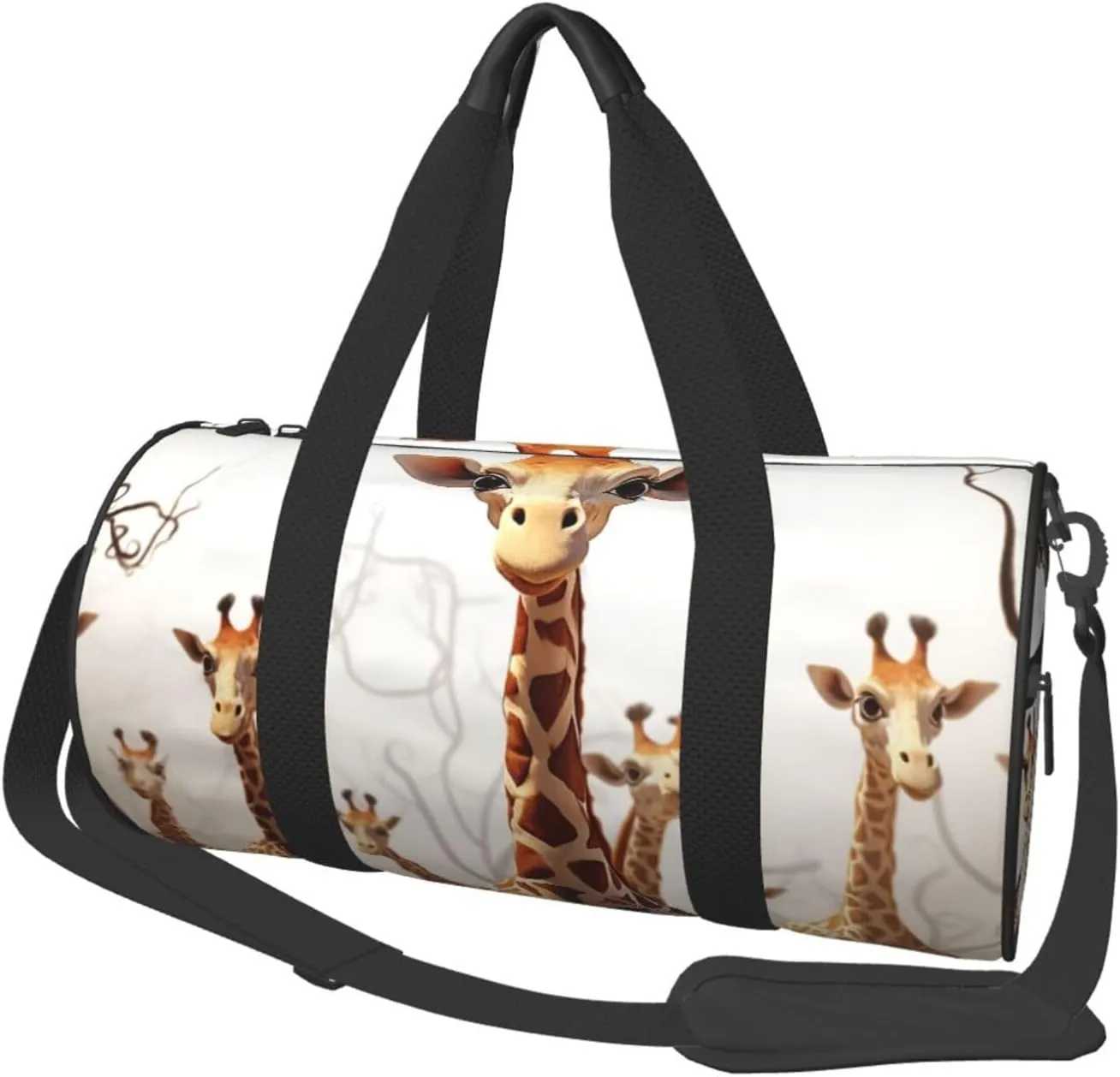 Gym Bags Small Cute Cartoon Funny Giraffes Duffel Bag Overnight Bag with Shoe Compartment Carryon Bag for Men Women