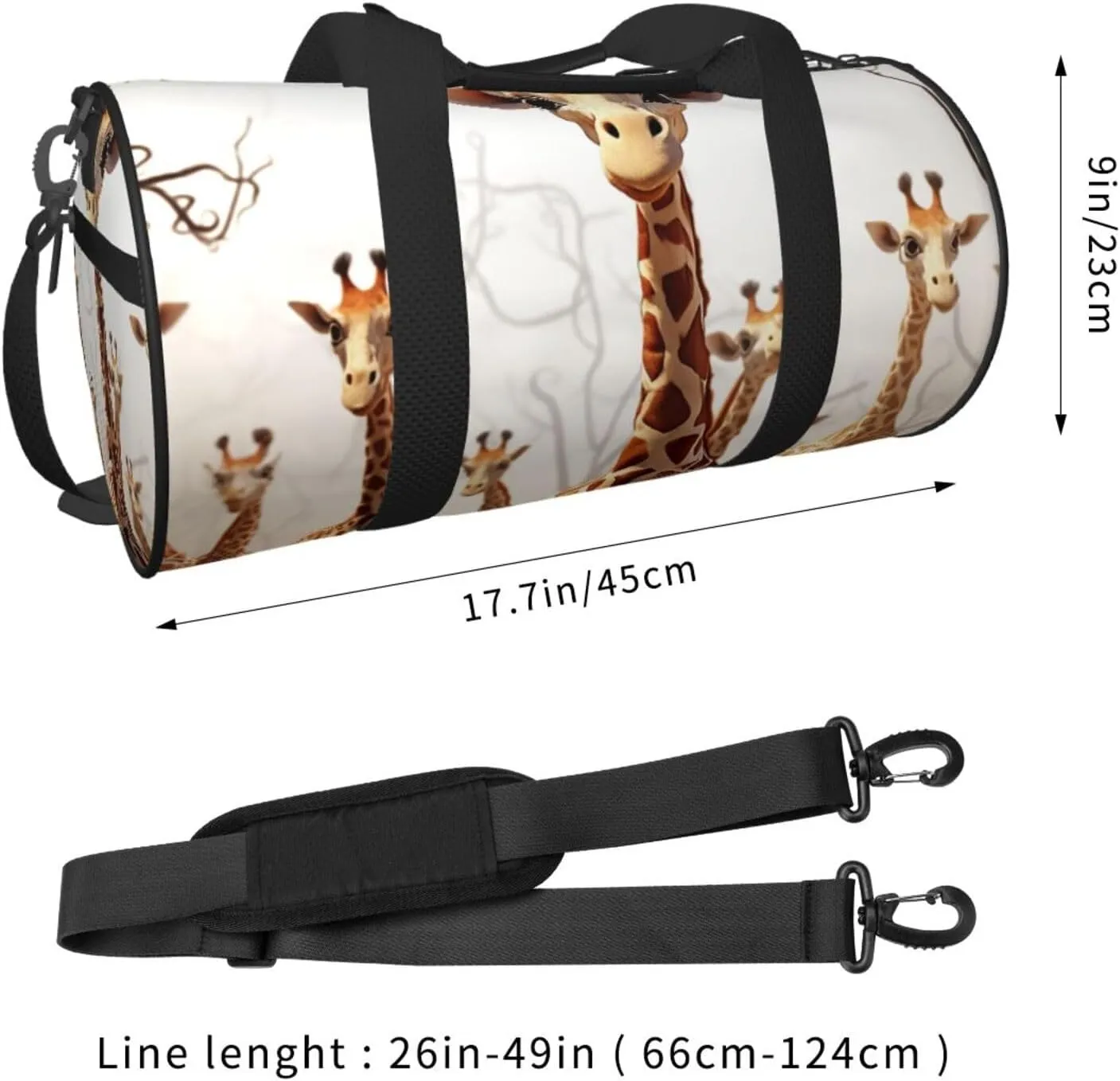 Gym Bags Small Cute Cartoon Funny Giraffes Duffel Bag Overnight Bag with Shoe Compartment Carryon Bag for Men Women