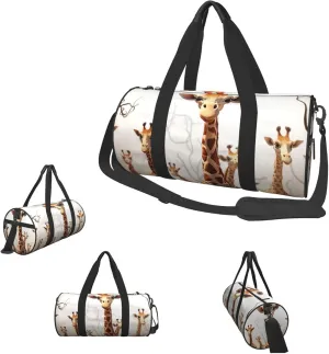 Gym Bags Small Cute Cartoon Funny Giraffes Duffel Bag Overnight Bag with Shoe Compartment Carryon Bag for Men Women