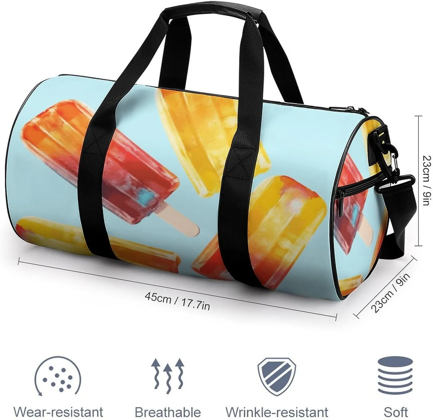 Gym Bags Small Popsicles Duffel Bag Overnight Bag with Shoe Compartment Carryon Bag for Men Women