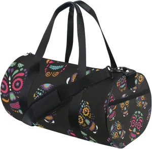 Gym Duffel Bag Colorful Sugar Skull Sports Lightweight Canvas Travel Luggage Bag