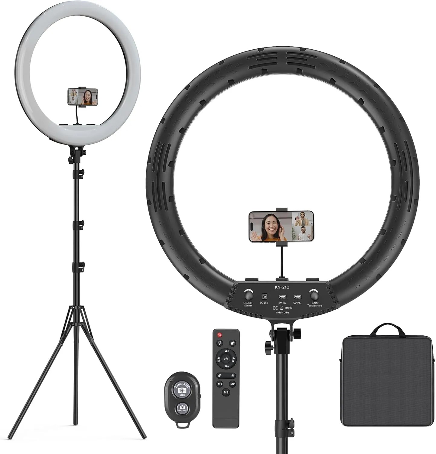 Hagibis 21 inch Ring Light with Stand Outer 55W 5600k Dimmable LED Light, Tripod Stand,and Phone Holder，Remote Controller,Carrying Bag ，CRI 97  2540lux, for Streaming Home Office Zoom Call Lighting