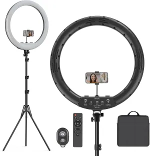Hagibis 21 inch Ring Light with Stand Outer 55W 5600k Dimmable LED Light, Tripod Stand,and Phone Holder，Remote Controller,Carrying Bag ，CRI 97  2540lux, for Streaming Home Office Zoom Call Lighting