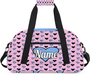 Hand-Drawing Love Hearts Custom Sports Gym Bag Personalized Dance Bag Teens Travel Weekender Overnight Carry On Bag Boys Girls Waterproof