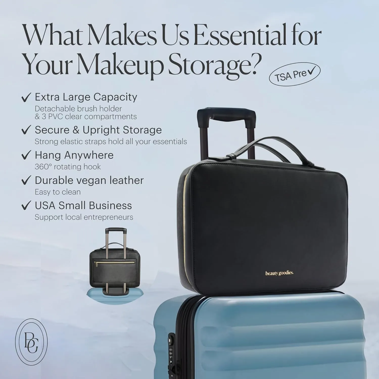 Hanging Travel Toiletry Bag For Traveling Men and Women, Holds Makeup, Toiletries, Shaving Kits, Medicine Bag, Folds and can be Packed Easily With Hanging Hook, Perfect for the Frequent Traveler