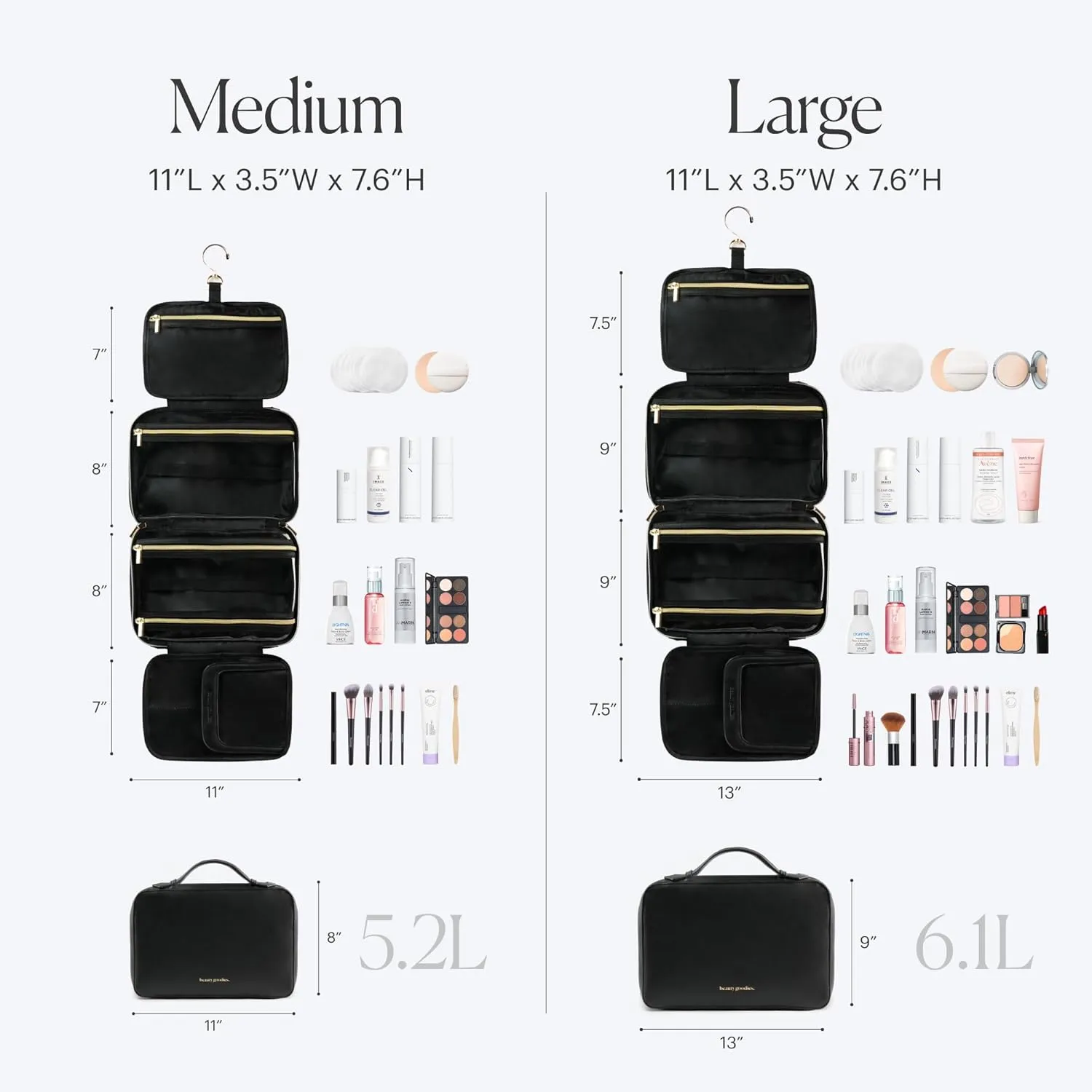 Hanging Travel Toiletry Bag For Traveling Men and Women, Holds Makeup, Toiletries, Shaving Kits, Medicine Bag, Folds and can be Packed Easily With Hanging Hook, Perfect for the Frequent Traveler