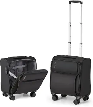Hanke 16 Inch Underseat Carry On Luggage with Spinner Wheels for Airline, Small Softside TSA Approved Luggage Lightweight Rolling Suitcases Under Seat Travel Carry-On Bag(Black)
