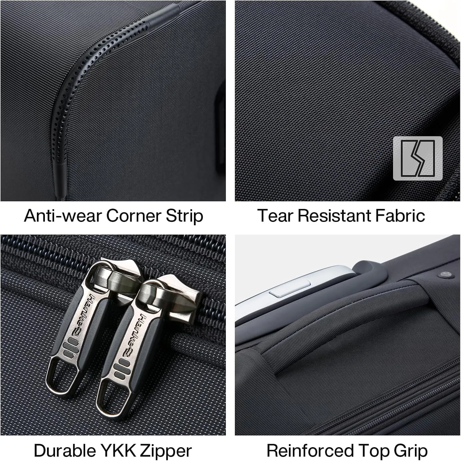 Hanke 16 Inch Underseat Carry On Luggage with Spinner Wheels for Airline, Small Softside TSA Approved Luggage Lightweight Rolling Suitcases Under Seat Travel Carry-On Bag(Black)