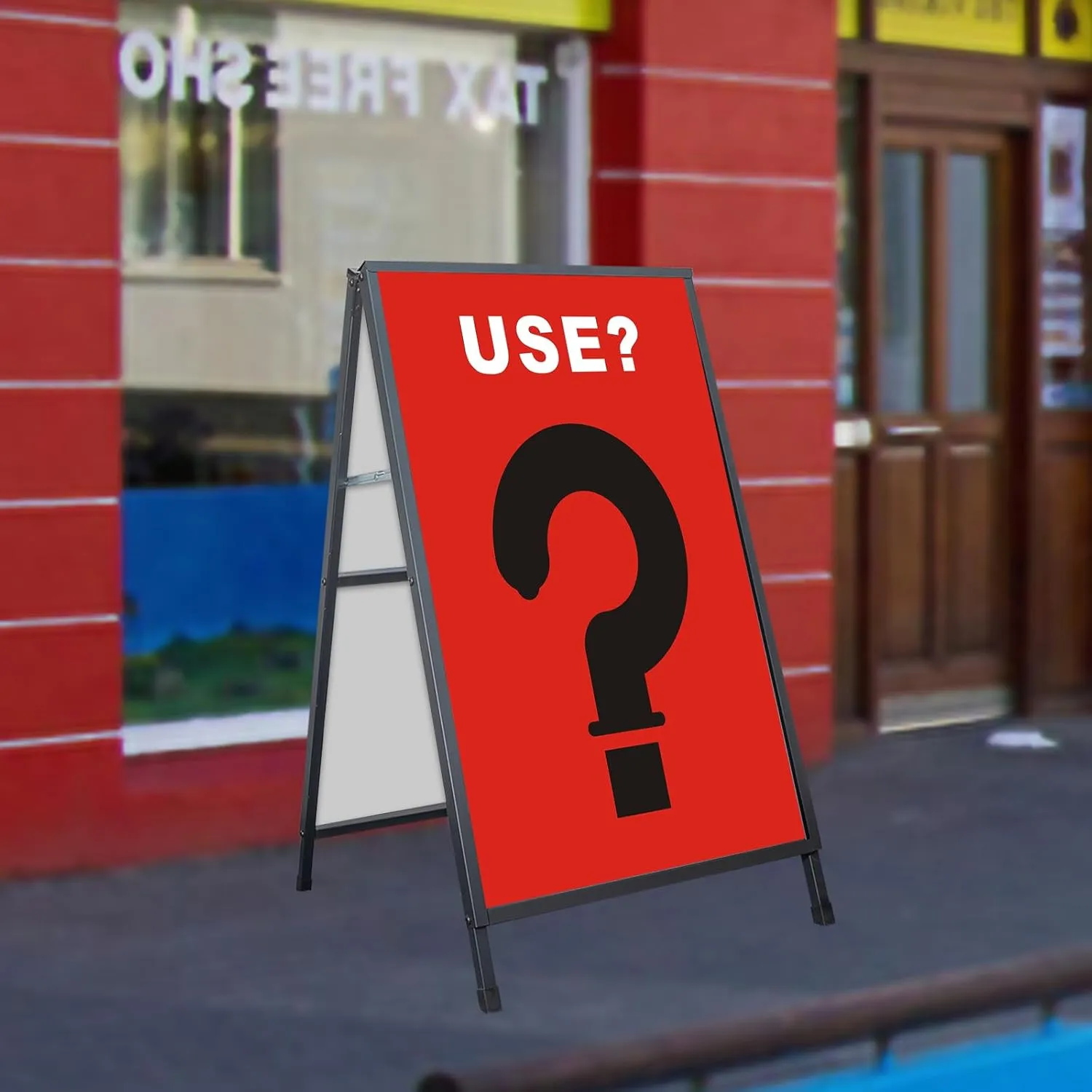 Heavy Duty Slide-in Folding Outdoor A Frame Sign holder outside Sandwich Signboard Sidewalk Sign 24x 36 Inch Steel Metal Double-Side Pavement sign(Portable,Frame only) (12.6lb)