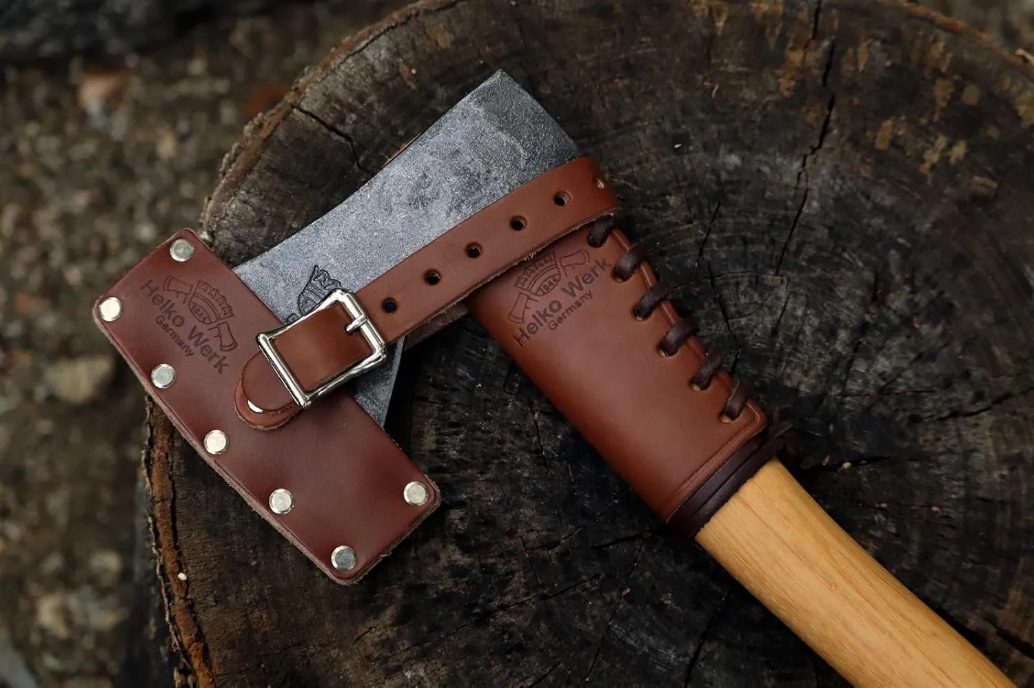 Helko Werk Leather Axe Sheath (Hatchet) - Genuine Leather Sheath for Axes and Hatchets Leather and Axe Cover and Hatchet Cover (Hatchet Brown) S121S