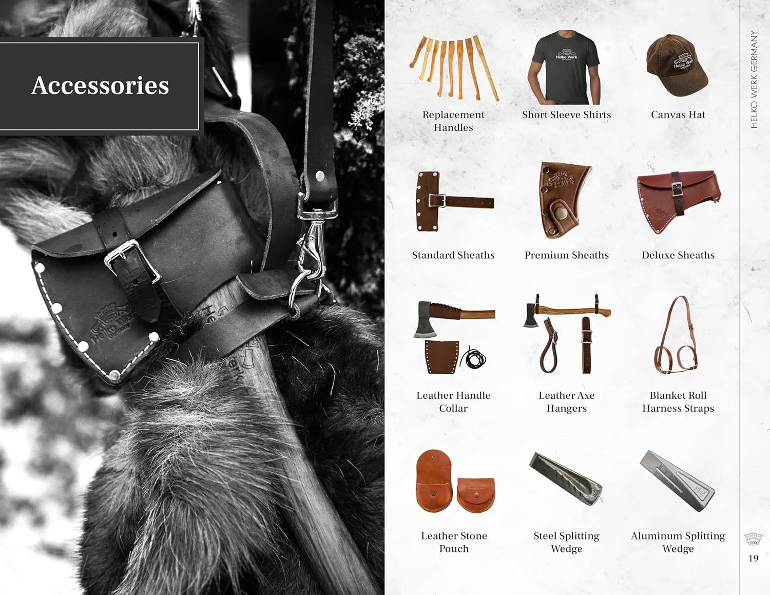 Helko Werk Leather Axe Sheath (Large) - Genuine Leather Sheath for Axes and Hatchets Leather and Hatchet Cover and Axe Cover (Large Brown) S126