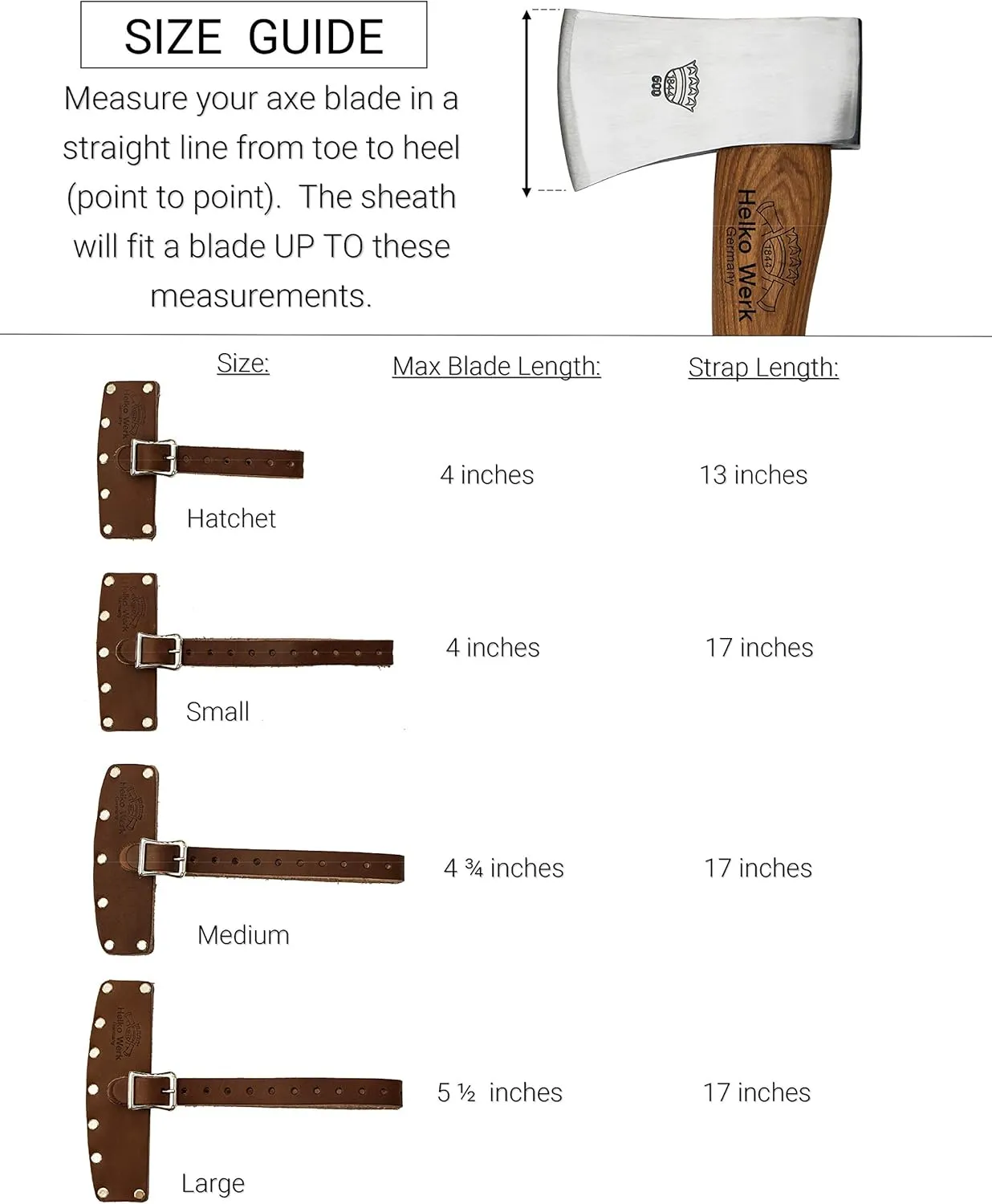 Helko Werk Leather Axe Sheath (Large) - Genuine Leather Sheath for Axes and Hatchets Leather and Hatchet Cover and Axe Cover (Large Brown) S126